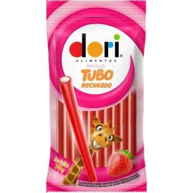 Imagem de Kit c/ 3un Regaliz Tubo Morango Recheado 70g  - Dori