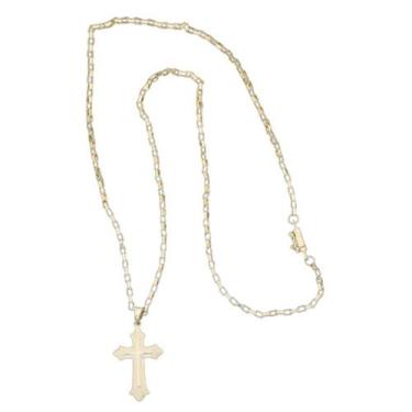 Imagem de Cordão Tijolinho Veneziana com Pingente Cruz Vitoriana - A.R Variedade