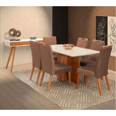 Imagem de Mesa de jantar + 6 Cadeiras Milão tampo 180 cm Terracota - Gran Decore