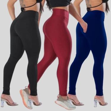 Imagem de Kit 3 Calças Legging Feminina Suplex Academia Cintura Alta - Blanco St