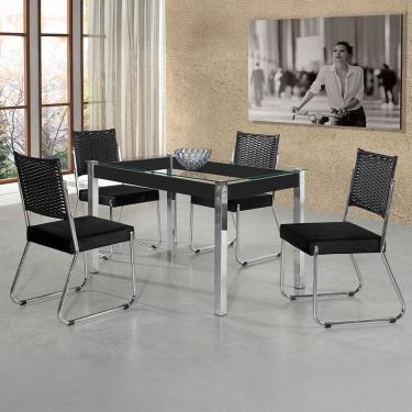 Imagem de Mesa de Jantar Aço Nobre Cláudia com Tampo Kanon e 4 Cadeiras 