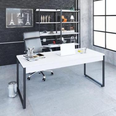 Imagem de Mesa de Escritório Industrial Kuadra 180 cm - Branco/Preto - Compace, 