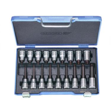 Imagem de Jogo de Chaves Soquetes Tork Hexalobular de T20 à T60 Encaixe 1/2" com 18 Peças - Gedore 024797