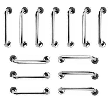 Imagem de Barra de Apoio 40cm Inox Kit 13 Unidades Banheiro Box Idoso Cadeirante