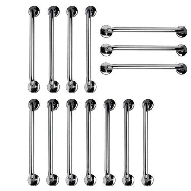 Imagem de Barra de Apoio 60cm Aço Inox Kit 14 Unidades Idoso Criança Gestante Deficiente Suporte Banheiro Box Acessibilidade Corrimao Escada Segurança