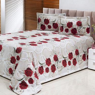 Imagem de Cobre Leito Bella Rosas Casal Queen SEM Enchimento de Manta 03 Peças -
