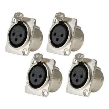 Imagem de Kit 4 Conector Xlr Fêmea Painel Linha Pro Santo Angelo Sa2x