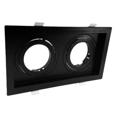 Imagem de Spot Duplo Embutir Quadrado Recuado Par20 Preto - Save Energy