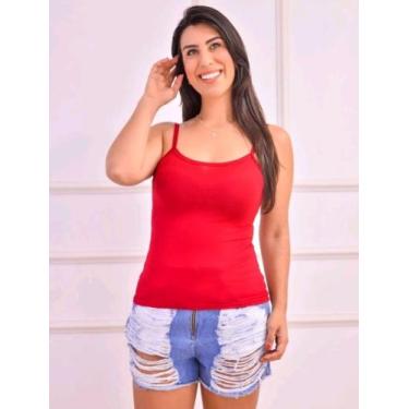 Imagem de Regata de alcinha feminina blusinha básica lisa Blusa de alça - esatca