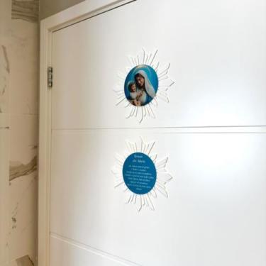 Imagem de Adorno Enfeite Medalha Religioso dePortaouParede em Acrilico Kit 2 Peç