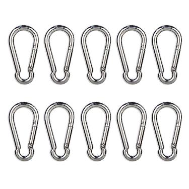 Imagem de CAIDMOS Clipes de Mosquetão, Mosquetão de Chaveiro de Aço Inoxidável de 10 Unidades de 2,36". Clipes Mosquetões Pequenos, Gancho de Pressão de Mola, Clipes de Mosquetões de Escalada para Pendurar Plan