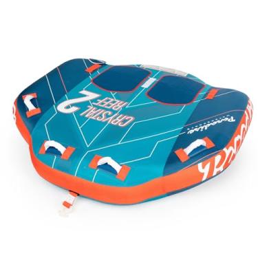 Imagem de Paradise Water Sports – Tubo rebocável de recife de cristal para passeios de barco – 1-2 cavaleiros, azul-petróleo/vermelho