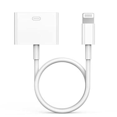 Imagem de Adaptador Lightning para 30 pinos, certificado Apple MFi sem áudio, conversor conector macho de 8 pinos para fêmea de 30 pinos com cabo carregador Lightning para iPhone e transferência de dados,