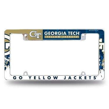 Imagem de Rico Industries NCAA Georgia Tech Yellow Jackets - GT Primary 30,48 cm x 15,24 cm cromada toda moldura automotiva para carro/caminhão/SUV