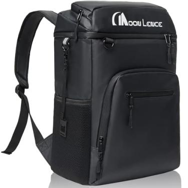 Imagem de MOON LENCE Mochila térmica para homens, 35 latas, mochila de acampamento à prova de vazamento com vários compartimentos isolados, mochila portátil e leve para piqueniques de viagem na praia, preta