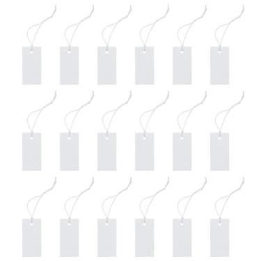 Imagem de SOWAKA 100 etiquetas de preço com cordão de 4 x 2 cm, papel kraft, etiquetas elásticas para exibição de produtos, joias, roupas, embrulho de presente, materiais de artesanato (branco)