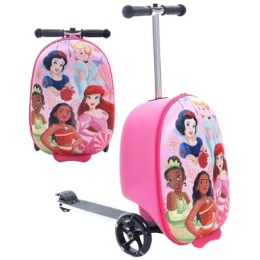 Imagem de Fast Forward Mala de scooter Frozen para crianças – Bagagem Disney Frozen leve de 45,7 cm para meninas – (mala de 5 kg e scooter 45 kg), Azul e branco, Princesas da Disney