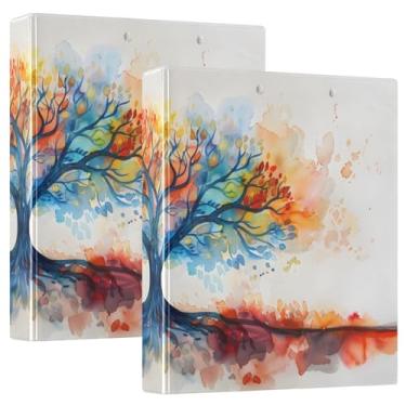 Imagem de Fichário de 3 anéis, aquarela, vida na árvore, fichários de 3,8 cm, três argolas com prancheta, serve para papel de 21 x 28 cm, 3 bolsos internos de PVC transparentes para material de escritório