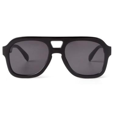 Imagem de SORVINO Óculos de sol retrô quadrado aviador para mulheres e homens, armação elegante, azul, laranja, matizado, óculos de sol vintage, Armação preta/lente cinza escuro, Medium