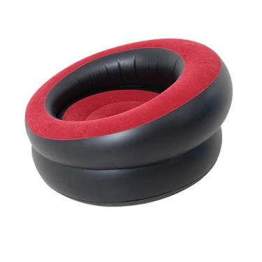 Imagem de ＫＬＫＣＭＳ Cadeira inflável sofá inflável pvc espreguiçadeira reunindo sofá para acampamento mochila móveis ao ar livre sala de estar piqueniques, Vermelho