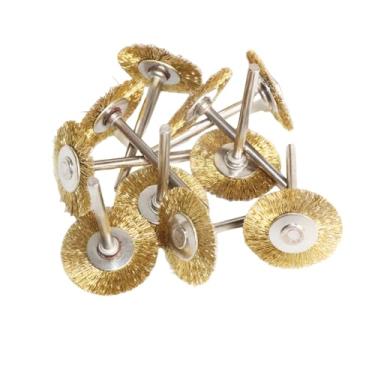 Imagem de 1 polegada 10Pcs Escova Rotativa Lixamento Polimento Polimento Moagem Roda Escova para Ferramentas Rotativas 25mm Rodada Feltro De Lã Acessórios, 10pc fio de latão, com haste de 2,35mm