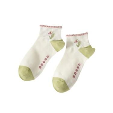 Imagem de chanstore 3 pares - Meias femininas verdes pequenas frescas curtas, lindas meias casuais - Xiaohua Bubble Mouth