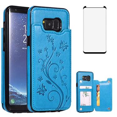 Imagem de Capa de telefone para Samsung Galaxy S8 Plus com protetor de tela de vidro temperado porta-cartões capa carteira flip couro acessórios para celular Glaxay S8plus S 8 8 plus 8S Edge S8+ SM-G955U capas