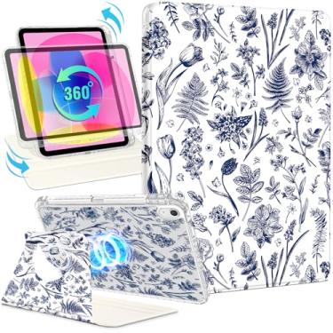 Imagem de Shorogyt Capa magnética para iPad 10ª geração de 10,9 polegadas 2022 com suporte magnético para mulheres – Design fofo, capas giratórias de 360 graus para meninas com suporte de lápis para Apple i Pad