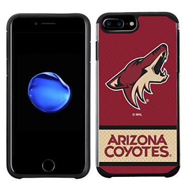 Imagem de Apple iPhone 8 Plus/iPhone 7 Plus/iPhone 6s Plus/iPhone 6 Plus - Capa traseira texturizada de jérsei vermelho licenciado pela NHL em TPU preto