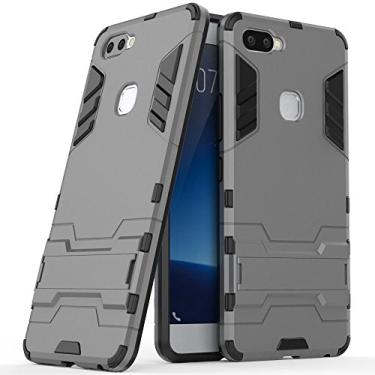 Imagem de MaiJin Capa para VIVO X20 Plus (16.3 cm) 2 em 1 à prova de choque com recurso de suporte, capa protetora híbrida de camada dupla Armor Defender (cinza)