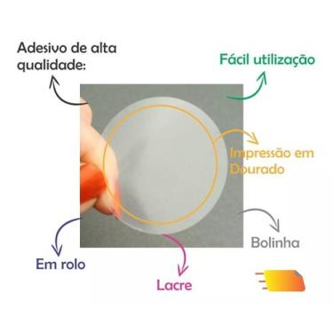 Imagem de Etiquetas Redonda Bolinha Transparente Dourada Adesivo C/500 - Etiquet