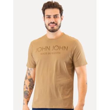 Imagem de Camiseta John John Masculina Slim Grade Logo Cáqui, S/P