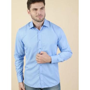 Imagem de Camisa Social Masculino Slim Fit Executivo - I.Con, Azul claro, 6