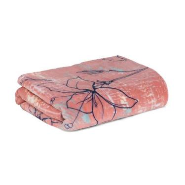 Imagem de Manta Flannel Sutile Rosa Floral Casal Toque Macio Jolitex