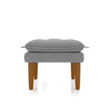 Imagem de Puff Banquinho Apoio Para Os Pés Luxo Suede Cinza - New Belle Estofado