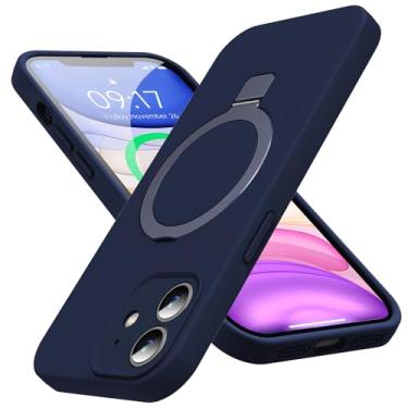 Imagem de KMAMBAG Capa Mag-Ring projetada para iPhone 11, silicone líquido [fator hidratante] capa de telefone fina extremamente macia com suporte [compatível com MagSafe] para 11 6,1 polegadas homens e