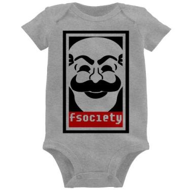 Imagem de Body Bebê Fsociety - Foca na Moda, Cinza, GG