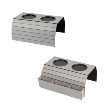 Imagem de Kit 2 Esteiras para Braço de Sofá com Porta Copo Apoio para Controle MDF Cinza Resistente