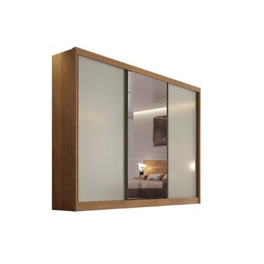 Imagem de Guarda Roupa 3 Portas De Correr E (1 C- Espelho) 8 Gavetas Toulon-sonetto Plus Cumaru-f...