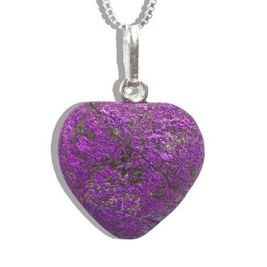 Imagem de Colar Mini Coração Purpurita Natural Montagem Pino Prata 950 - Varejo