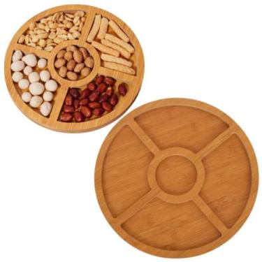 Imagem de Kit 2 Petisqueira Redonda 19,5 e 29cm Com 5 Divisórias MDF - Clink