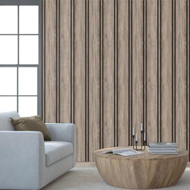 Imagem de Papel De Parede Ripas De Pinus Cinza Ripado Lavável Adesivo