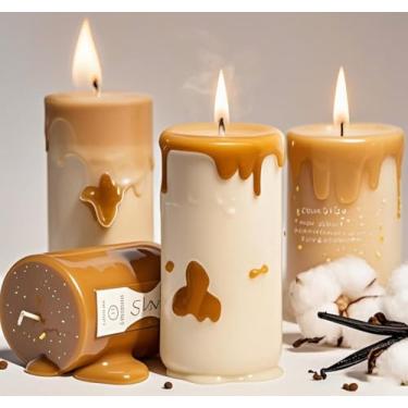 Imagem de NuoReel Velas de cera de abelha natural, lavanda, sândalo, aroma de óleo essencial de céu de baunilha, tempo de queima de 140h, decoração de oração de emergência, presentes ecológicos para casa e