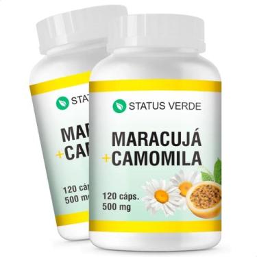 Imagem de 2 Potes Maracuja + Camomila 100% Natural Kit 240 Cáps - Status Verde