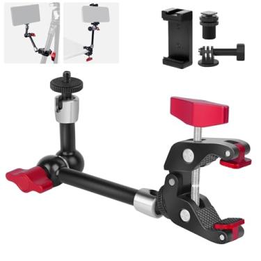 Imagem de Mechrig Braço mágico articulado de 23 cm com super grampo, suporte de câmera com braçadeira de caranguejo, braço de fricção para câmera de mesa e tubo, braço de fricção para câmera de ação DSLR