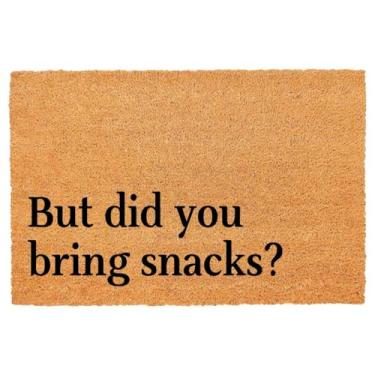 Imagem de XLQHYH Capacho de coco "But Did You Bring Snacks" - 23,6 x 15,7 polegadas, resistente à água, antiderrapante, feito à máquina, estilo moderno