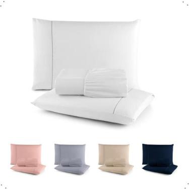 Imagem de Jogo De Lencol Solteiro 2 Peças 400 Fios Luxo Percal C Elastico Hotel 