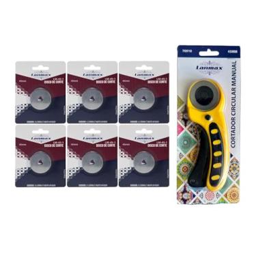 Imagem de Cortador Rotativo Circular 45mm + 6 Lâminas Extra – Precisão e Conforto para seus Projetos