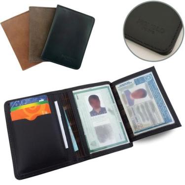 Imagem de Carteira Couro Legítimo Masculina Porta Cartão Crédito Pequena Slim Fi