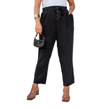 Imagem de Calça Clochard Social Alfaitaria Reta Lisa Com Amarração E Botões - Sm